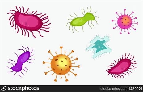 Set of different virus and bacteria shapes. Vector