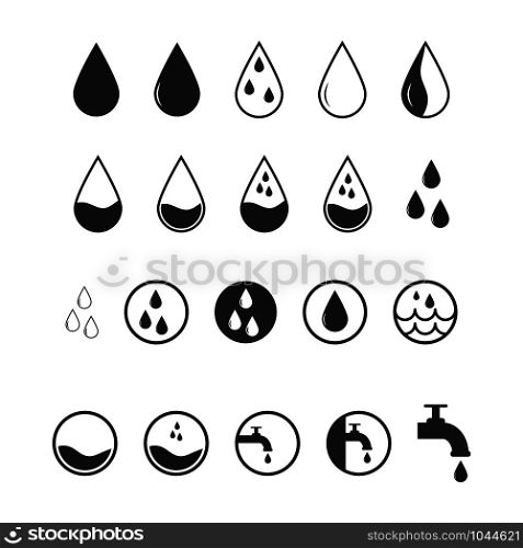 Set of different water icons for multifunctional purposes.