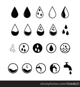 Set of different water icons for multifunctional purposes.