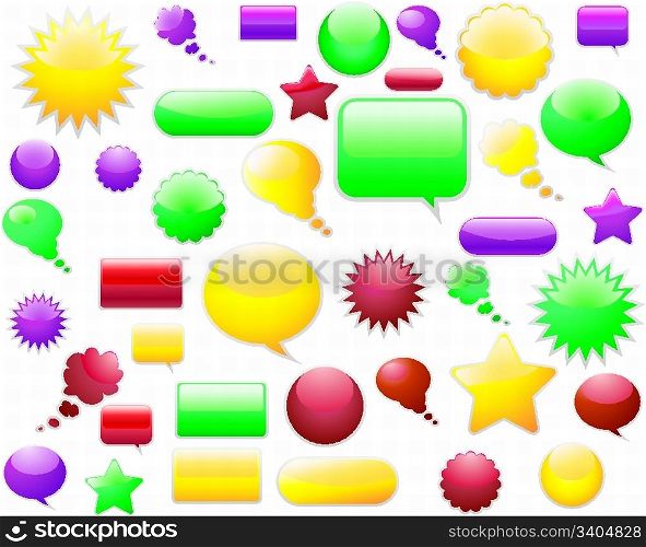 Set of different web glossy vector elements