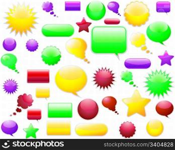 Set of different web glossy vector elements