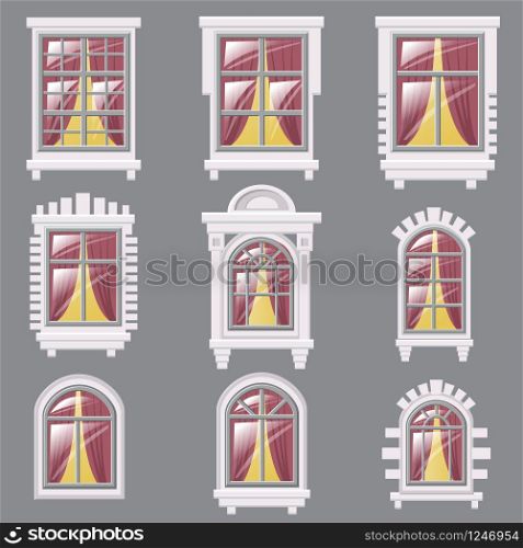 Set of different windows, element for architecture, vector. Set of different windows, element for architecture, vector, illustration, isolated