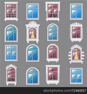 Set of different windows, element for architecture, vector. Set of different windows, element for architecture, vector, illustration, isolated