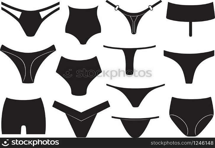 Set of different women underwear isolated on white