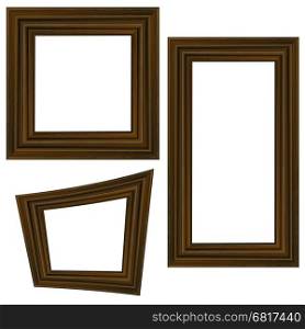 Set of Different Wooden Frames. Set of Different Wooden Frames Isolated on White Background