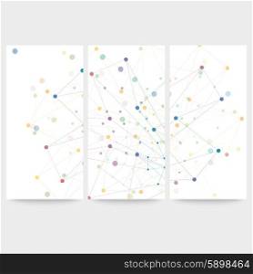Set of digital backgrounds for communication, molecule structure vector illustration.