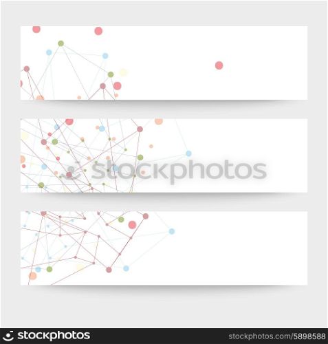 Set of digital backgrounds for communication, molecule structure vector illustration.