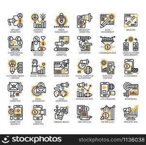 Set of digital marketing thin line and pixel perfect icons for any web and app project.
