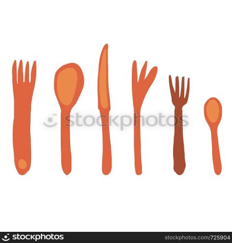 Set of diner object set isolated on light backdrop. Fork, knife, Spoon. Freehand hand drawn tableware isolated on white background. Set of diner object set isolated on light backdrop.
