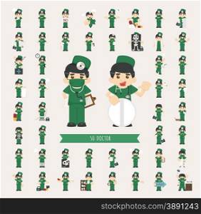 Set of doctor characters poses , eps10 vector format