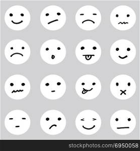 Set of doodled cartoon faces in a variety of expressions
