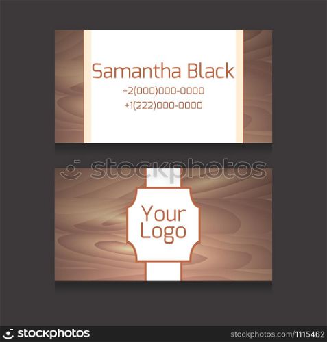 Set of double-sided business card with wooden texture and place for your text and logo for your business
