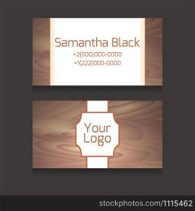 Set of double-sided business card with wooden texture and place for your text and logo for your business