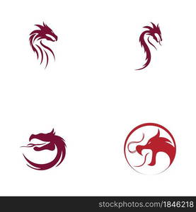 set of Dragon vector icon illustration design logo template