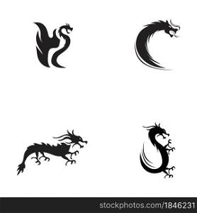 set of Dragon vector icon illustration design logo template
