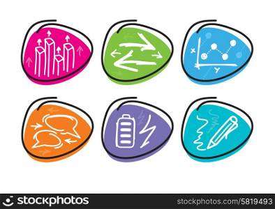 Set of drawing finance stickers icon carton design style