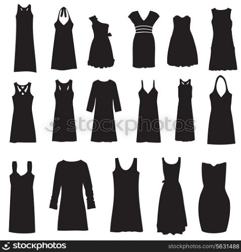 Set of dresses isolated on white background