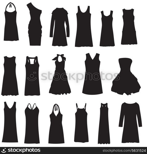 Set of dresses isolated on white background