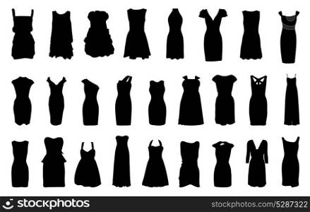 Set of dresses silhouette isolated on white background. EPS 10.