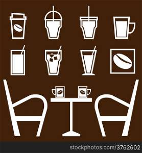 Set of drinks in coffee shop, stock vector