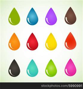 Set of drops different colors. Vector design eps10.. Set of drops different colors. Vector design eps10