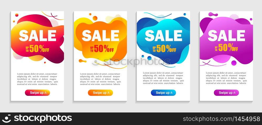 Set of dynamic abstarct geometric liquid shapes.Colorful sale banner template. Modern design covers of sale on grey background for website, presentations or mobille apps. vector eps10. Set of dynamic abstarct geometric liquid shapes.Colorful sale banner template. Modern design covers on grey background for website, presentations or mobille apps. vector illustration