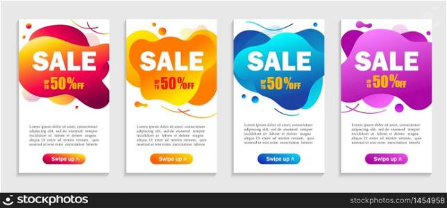 Set of dynamic abstarct geometric liquid shapes.Colorful sale banner template. Modern design covers of sale on grey background for website, presentations or mobille apps. vector eps10. Set of dynamic abstarct geometric liquid shapes.Colorful sale banner template. Modern design covers on grey background for website, presentations or mobille apps. vector illustration