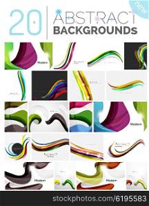 Set of dynamic waves. Collection of dynamic waves. Multicolored curve lines with light and shadow effects. Business vector illustration. Presentation banner and business card message design template set