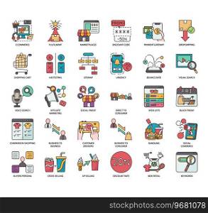 Set of E-Commerce thin line icons for any web and app project.
