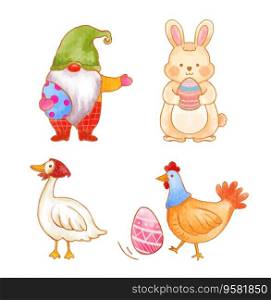 Set of Easter characters vector illustration