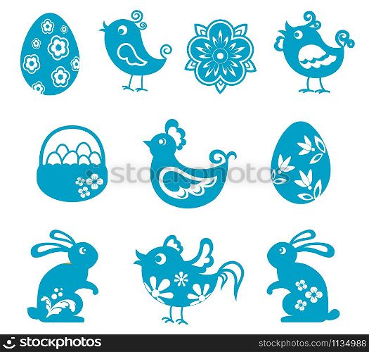 Set of easter symbols for holiday design. Vector illustration. Easter symbols