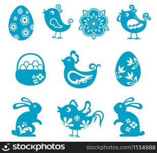 Set of easter symbols for holiday design. Vector illustration. Easter symbols