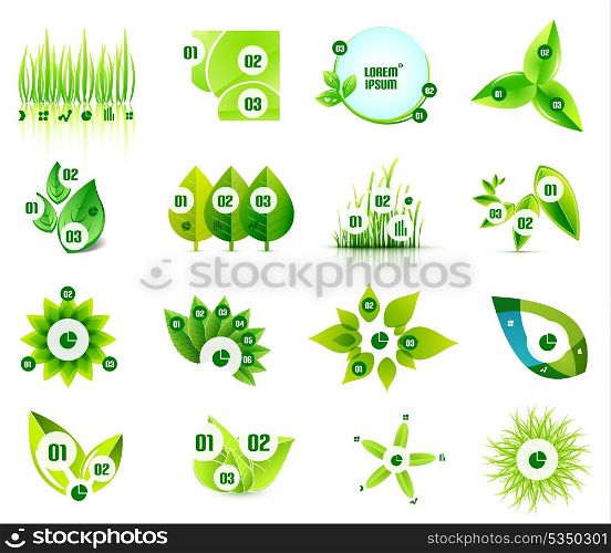 Set of eco leaf infographic design templates