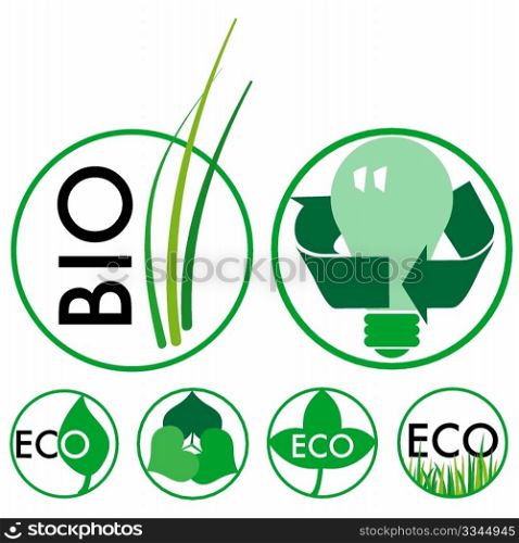 Set of ecological icons on white background