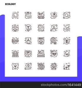 Set of Ecology Line Icon set 25 Icons. Vector Minimalism Style Design Black Icons Set. Linear pictogram pack.