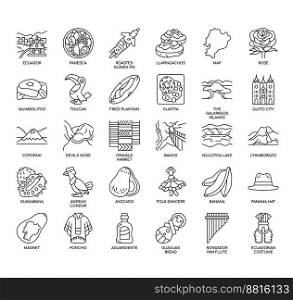 Set of Ecuador thin line icons for any web and app project.