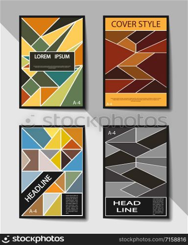 Set of editable layouts for A4 cover with abstract geometric pattern for brochure, magazines, flyer, booklet, annual report. Abstract background.