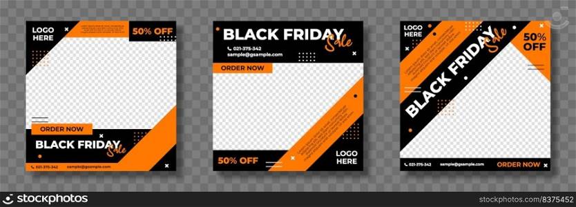 Set of editable templates for social media, Black Friday, advertisement, and business promotion, fresh design with black red color and minimalist vector. Social media pack template premium