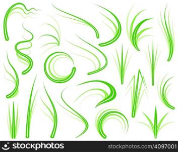 Set of editable vector grass design elements