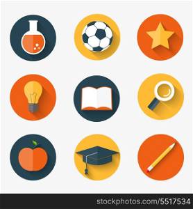 Set of education icons in flat style