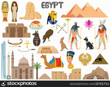 Set of Egypt famous landmarks