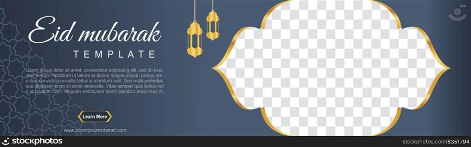 Set of eid mubarak square banner template design with a place for photos. Suitable for social media post. Vector illustration