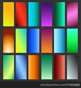 Set of eighteen vibrant simple backdrops isolated on black. Vector illustration. Vibrant Simple Background Set