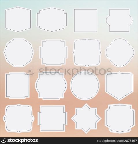 set of elegance blank grey labels with border on blurred background vector illustration for your design