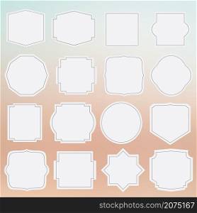 set of elegance blank grey labels with border on blurred background vector illustration for your design