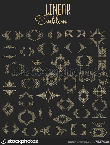 Set of elegant linear monogram design. Vector linear frame and monogram illustration. Trendy linear monogram and linear frame. Monogram set. Set of elegant monogram design. Vector illustration.