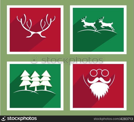 Set of elements for Christmas and New Year greeting cards