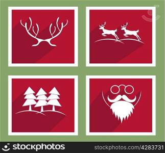 Set of elements for Christmas and New Year greeting cards