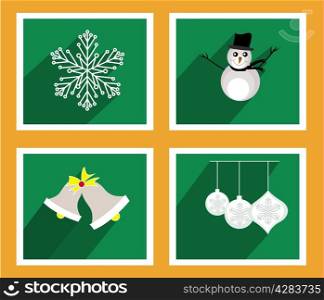 Set of elements for Christmas and New Year greeting cards