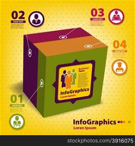 Set of elements for infographics in the form of a cube